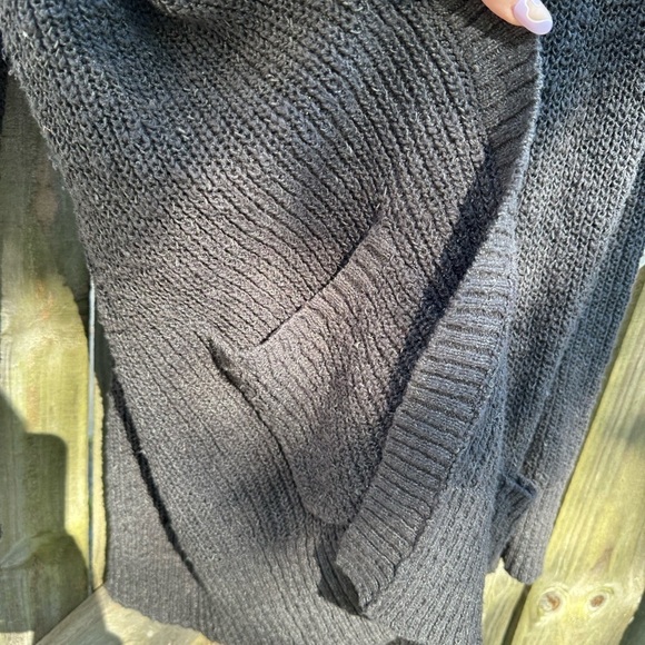 American Eagle Outfitters Charcoal Grey Chunky Knit Open Front Sweater Cardigan - Picture 4 of 8